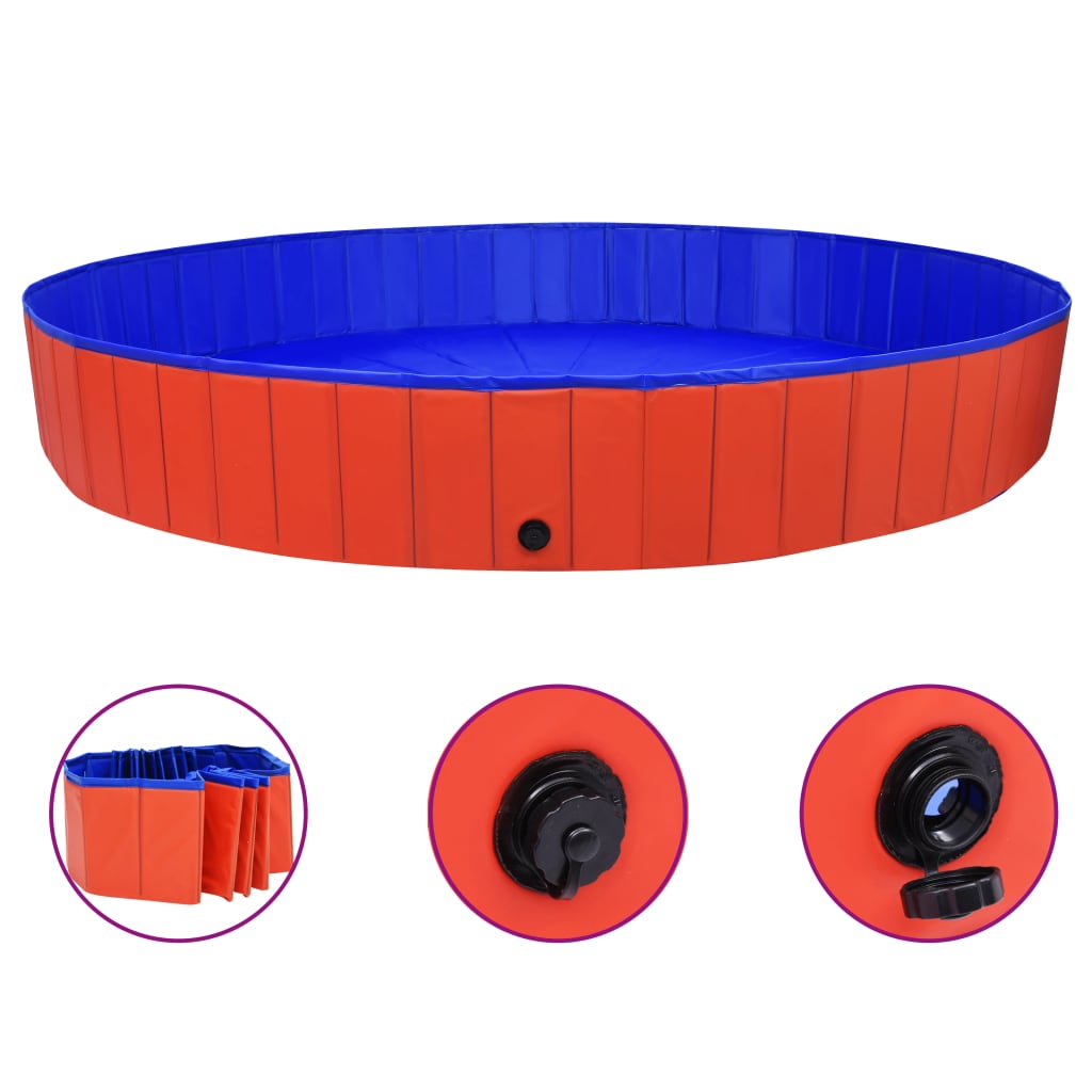 Piscina per Cani Pieghevole Rossa 300x40 cm in PVC 92601