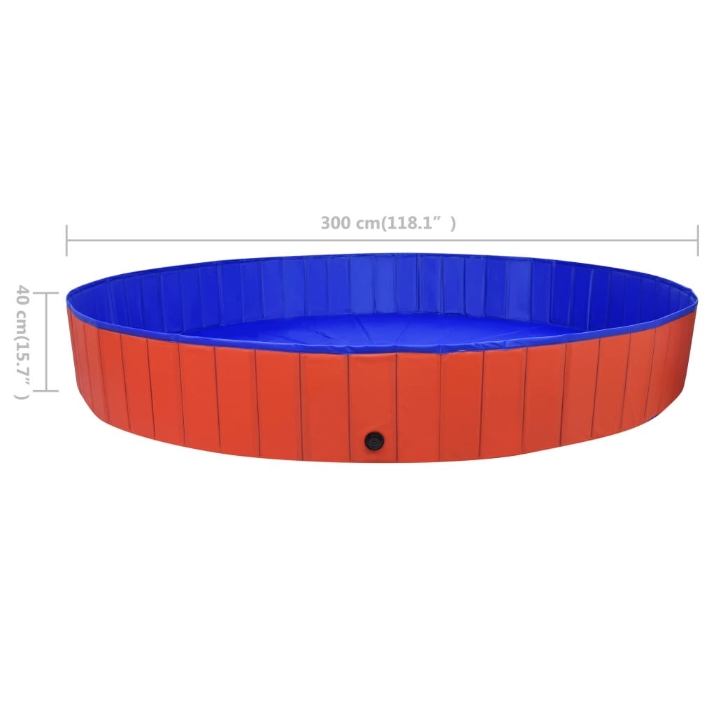 Piscina per Cani Pieghevole Rossa 300x40 cm in PVC 92601