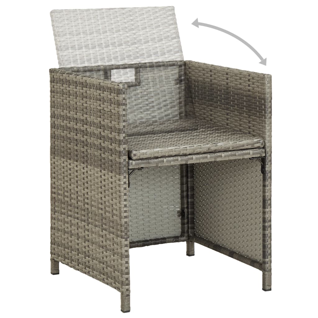 Sedie da Giardino 2 pz con Cuscini in Polyrattan Grigio cod mxl 23132