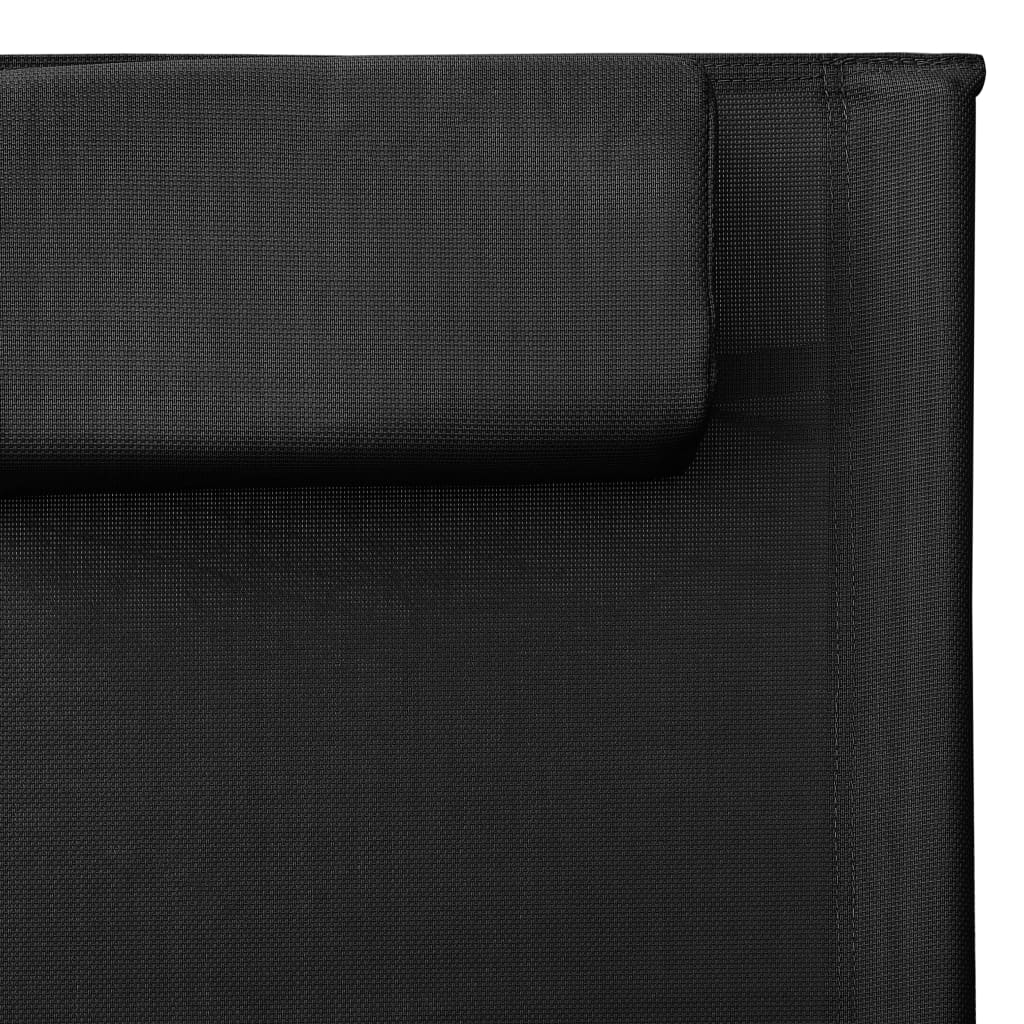 Lettini Prendisole in Textilene 2 pz Nero e Grigio 310517