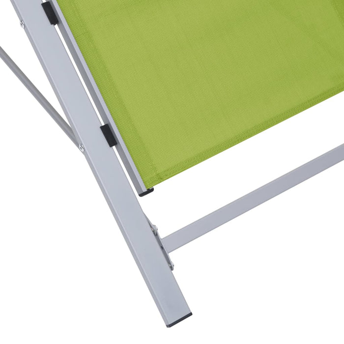 Lettini Prendisole con Tavolino 2 pz in Alluminio Verde 310540