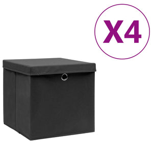 Contenitori con Coperchio 4 pz 28x28x28 cm Nero cod mxl 50922