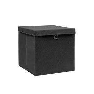 Contenitori con Coperchio 4 pz 28x28x28 cm Nero cod mxl 50922