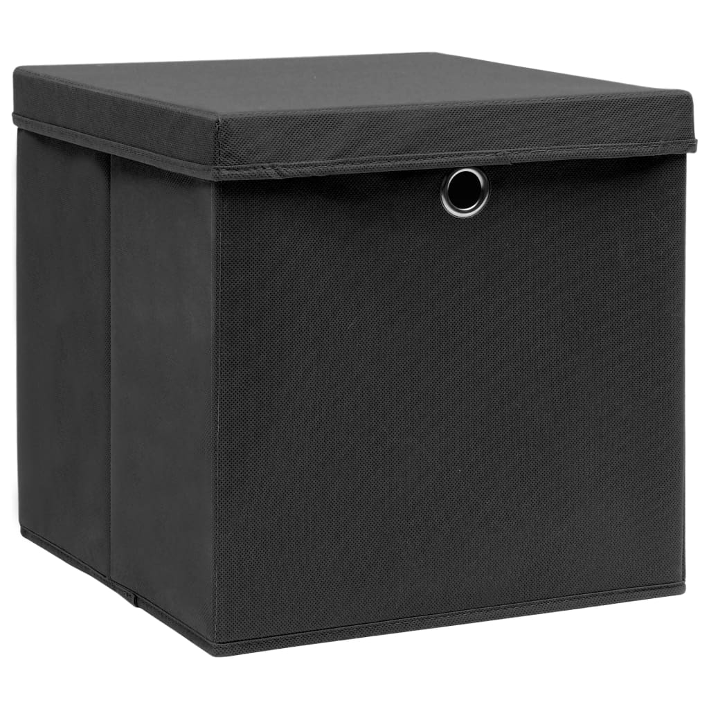 Contenitori con Coperchio 4 pz 28x28x28 cm Nero cod mxl 50922