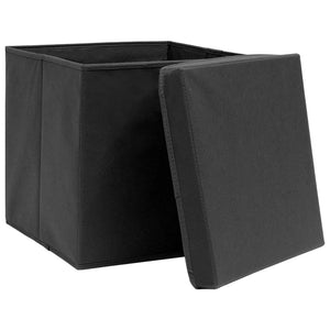 Contenitori con Coperchio 4 pz 28x28x28 cm Nero cod mxl 50922