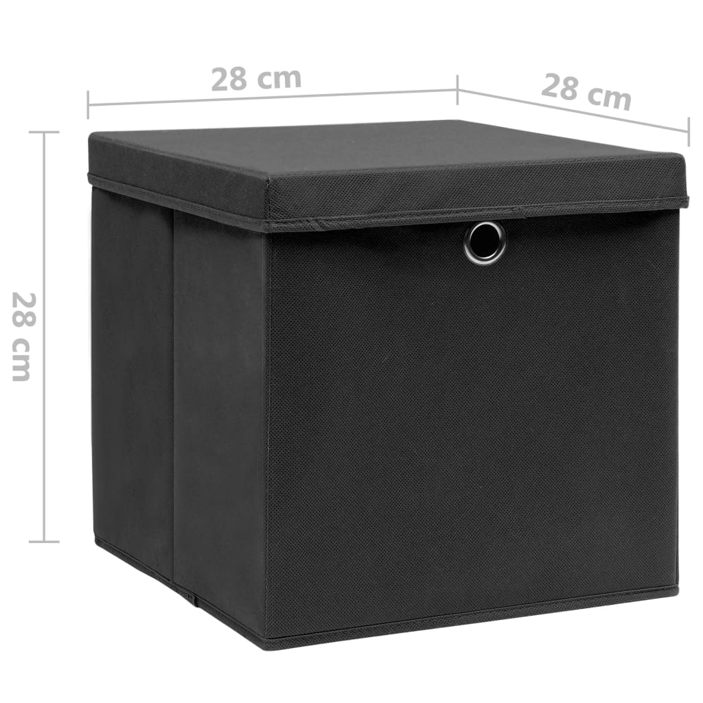 Contenitori con Coperchio 4 pz 28x28x28 cm Nero cod mxl 50922