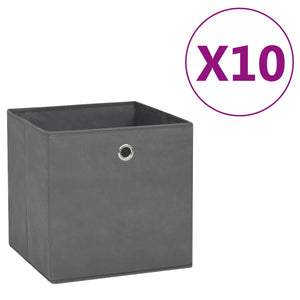 Contenitori 10 pz in Tessuto non Tessuto 28x28x28 cm Grigio 325193