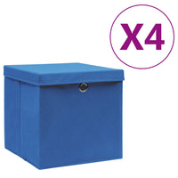 Contenitori con Coperchio 4 pz 28x28x28 cm Blu cod mxl 50630