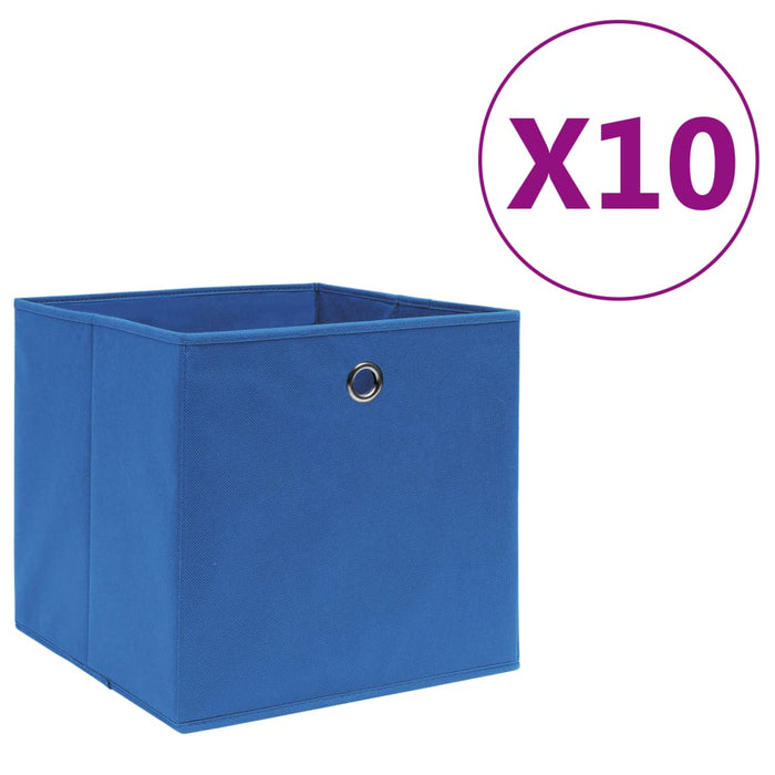 Contenitori 10 pz in Tessuto non Tessuto 28x28x28 cm Blu