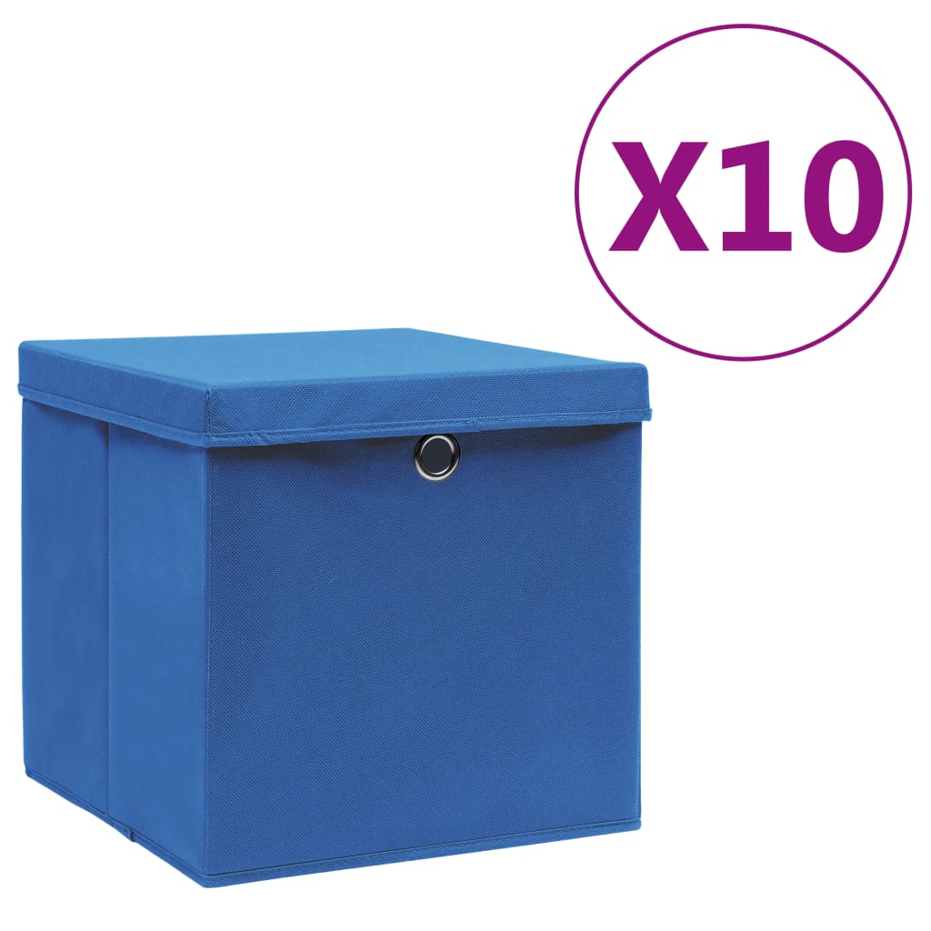 Contenitori con Coperchio 10 pz 28x28x28 cm Blu