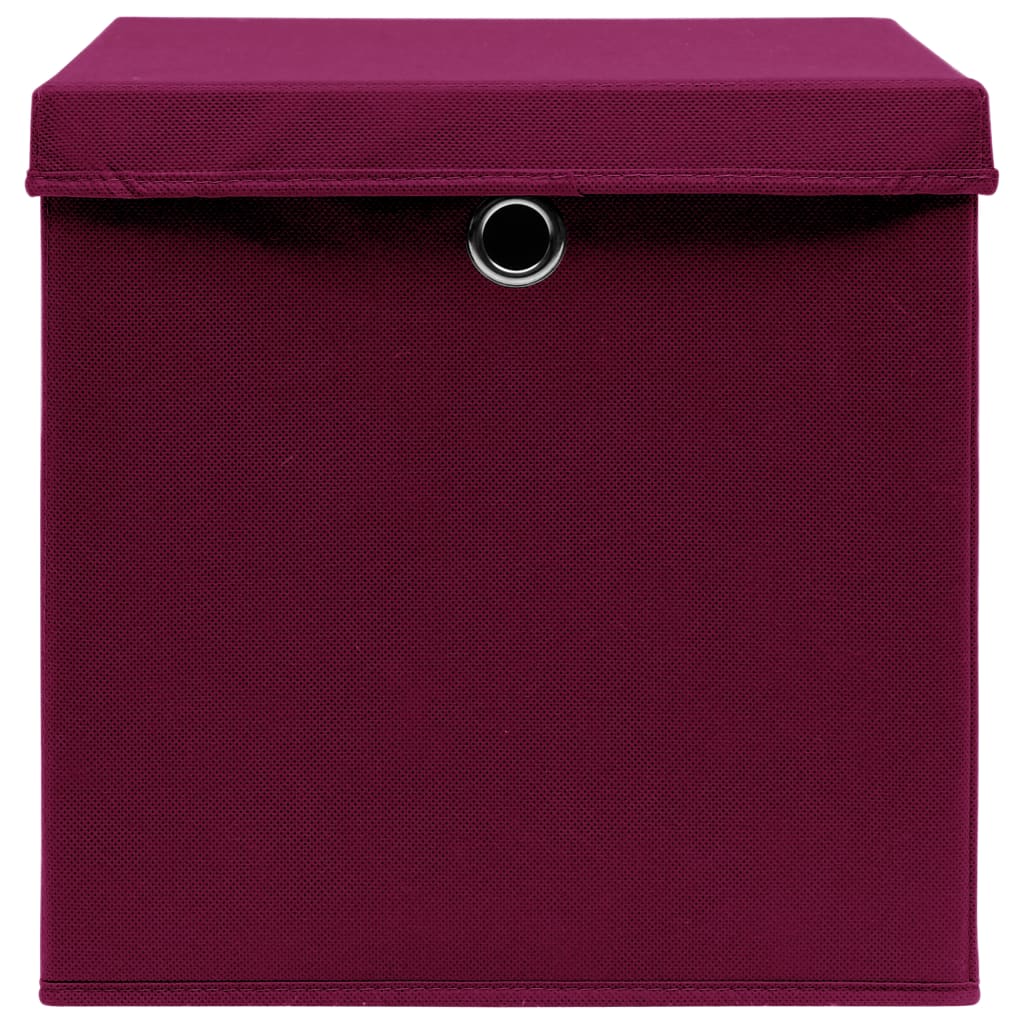 Contenitori con Coperchio 4 pz 28x28x28 cm Rosso Scuro cod mxl 46416