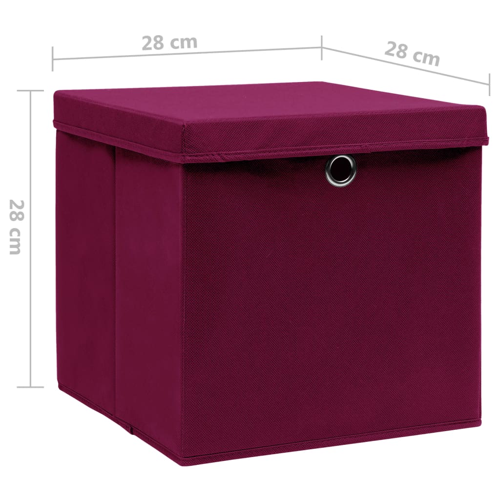 Contenitori con Coperchio 4 pz 28x28x28 cm Rosso Scuro cod mxl 46416