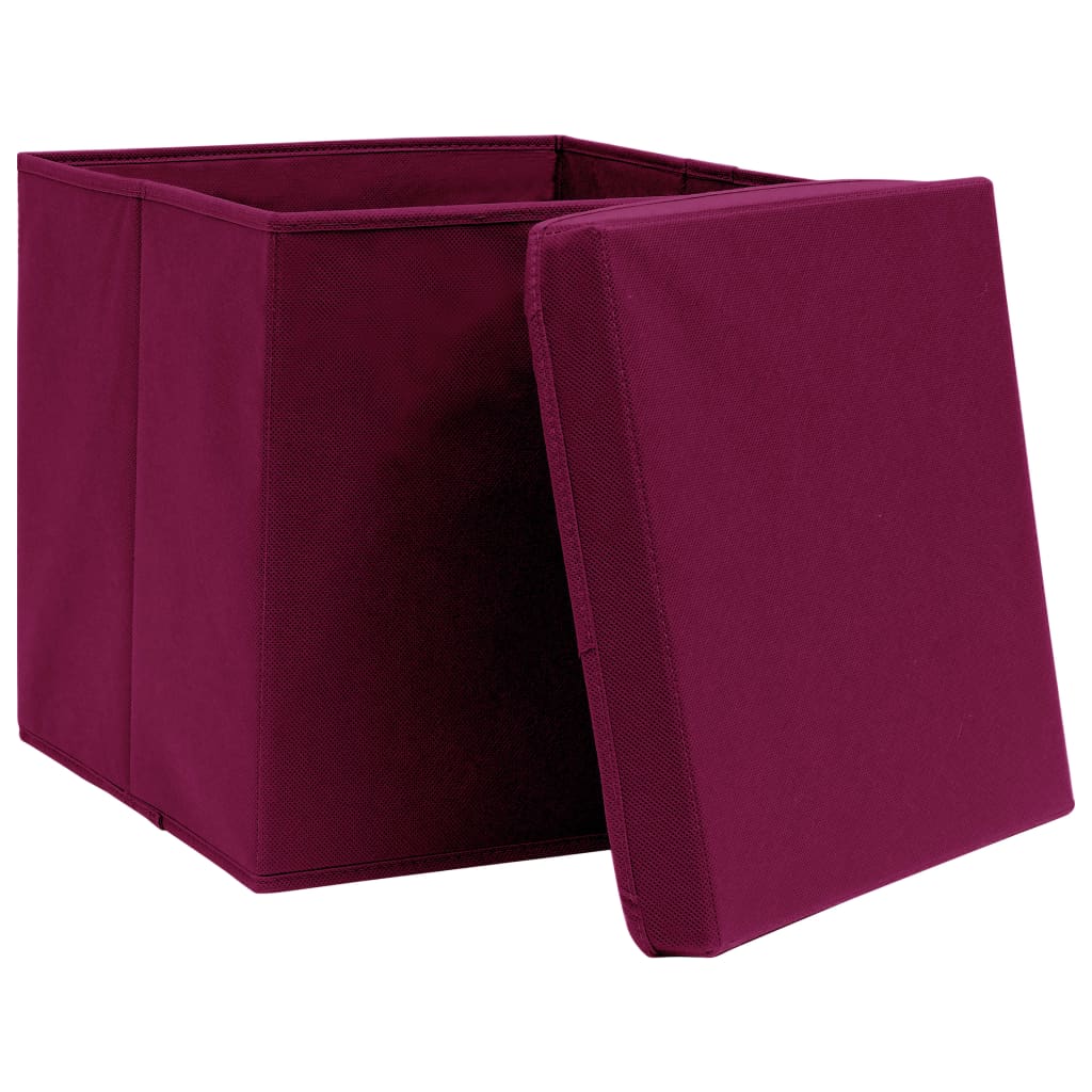 Contenitori con Coperchi 10 pz 28x28x28 cm Rosso Scuro 325202