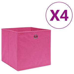 Contenitori 4 pz in Tessuto non Tessuto 28x28x28 cm Rosa cod mxl 45665