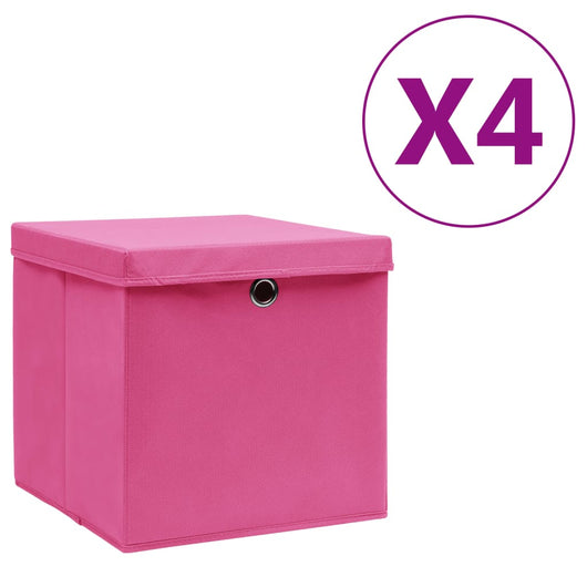 Contenitori con Coperchio 4 pz 28x28x28 cm Rosa cod mxl 51862