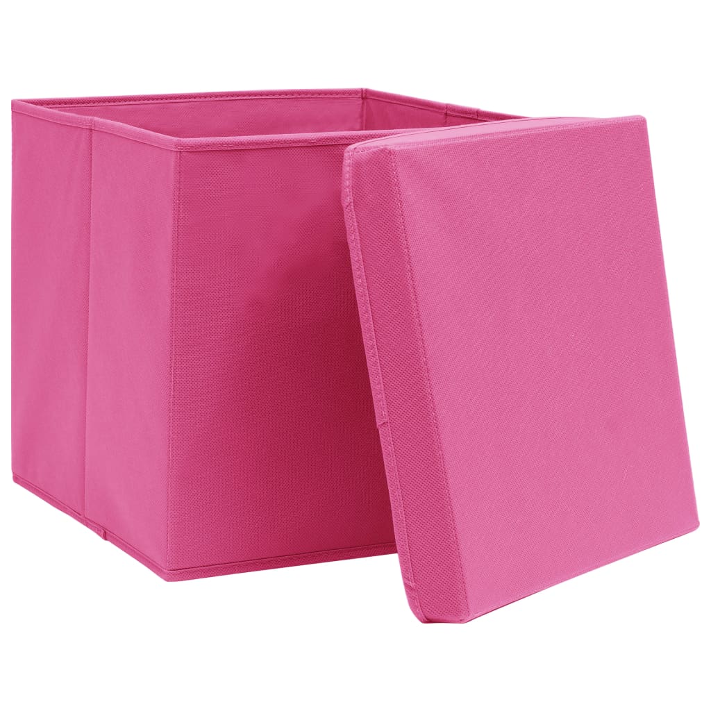 Contenitori con Coperchi 4 pz 28x28x28 cm Rosa 325204