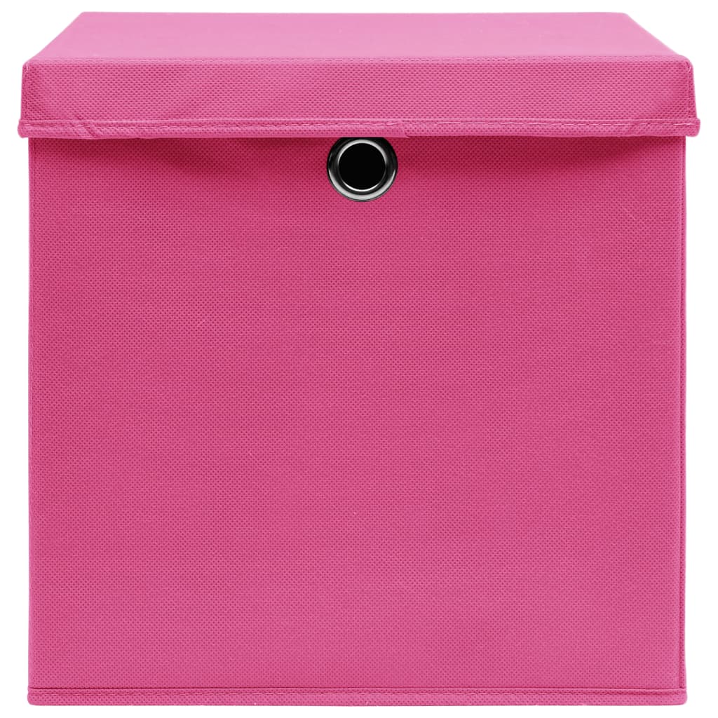 Contenitori con Coperchi 4 pz 28x28x28 cm Rosa 325204