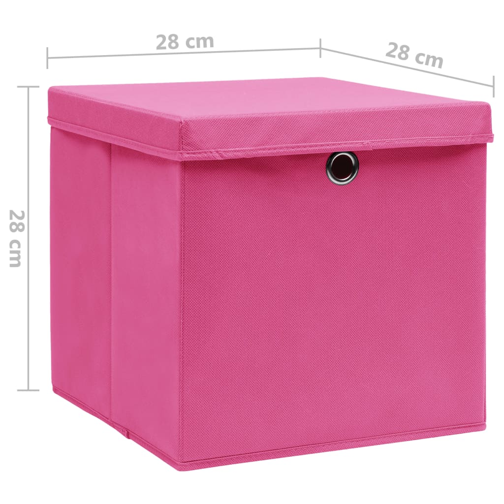 Contenitori con Coperchi 4 pz 28x28x28 cm Rosa 325204