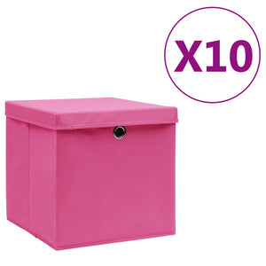 Contenitori con Coperchi 10 pz 28x28x28 cm Rosa 325206