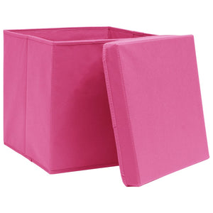 Contenitori con Coperchi 10 pz 28x28x28 cm Rosa 325206