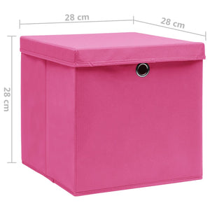 Contenitori con Coperchi 10 pz 28x28x28 cm Rosa 325206