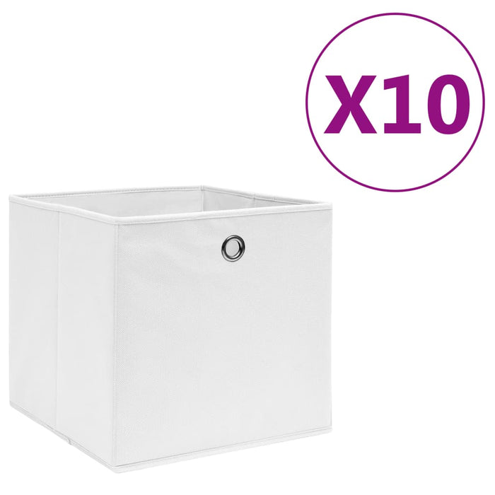 Contenitori 10 pz in Tessuto non Tessuto 28x28x28 cm Bianco 325209