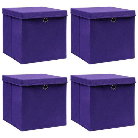 Contenitori con Coperchi 4 pz 28x28x28 cm Viola 325212