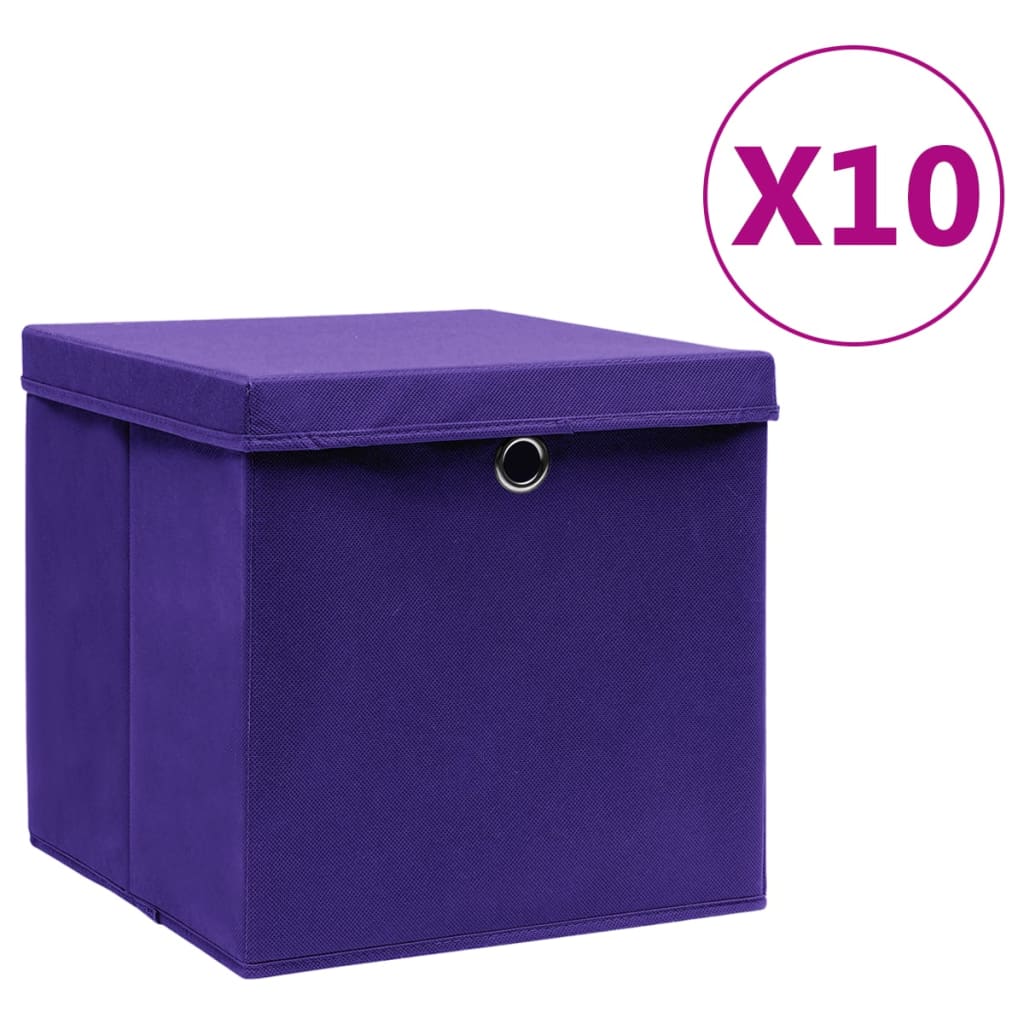 Contenitori con Coperchio 10 pz 28x28x28 cm Viola cod mxl 41904