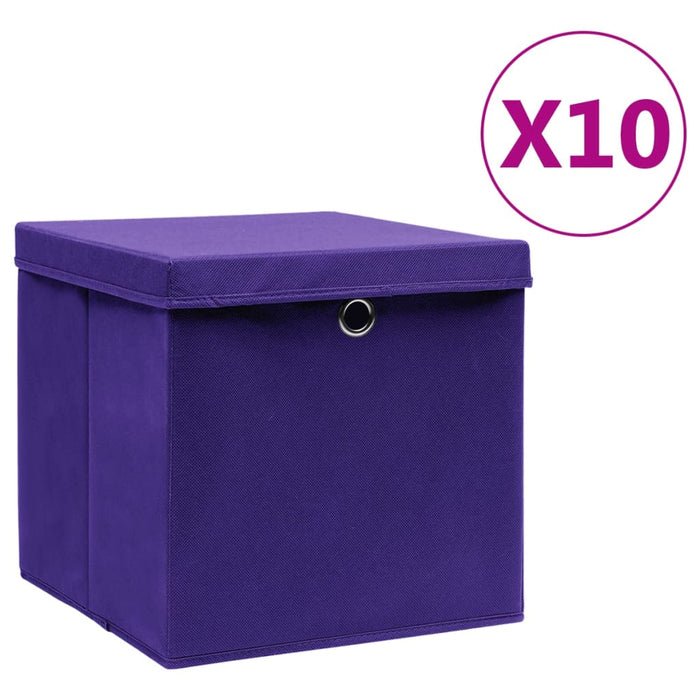 Contenitori con Coperchi 10 pz 28x28x28 cm Viola 325214