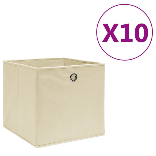 Contenitori 10 pz in Tessuto non Tessuto 28x28x28 cm Crema cod mxl 45666