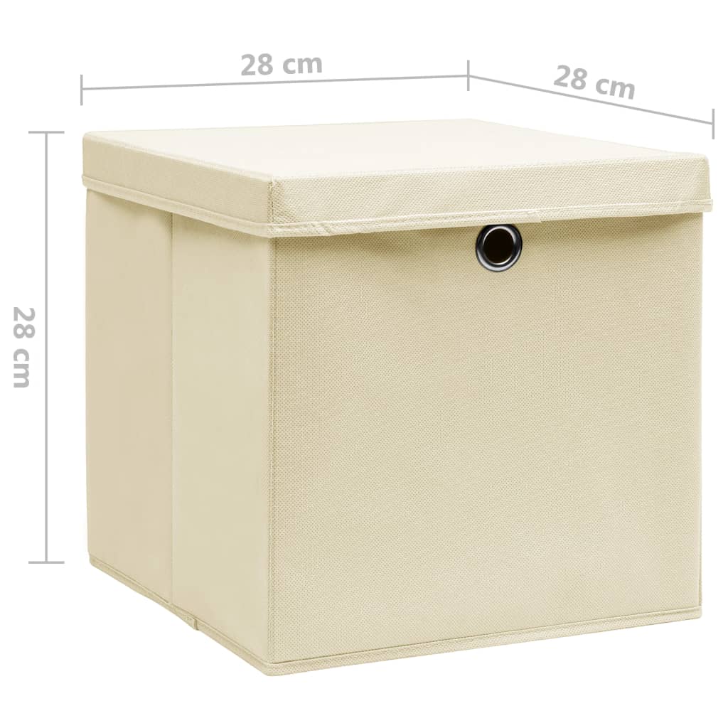 Contenitori con Coperchio 10 pz 28x28x28 cm Crema