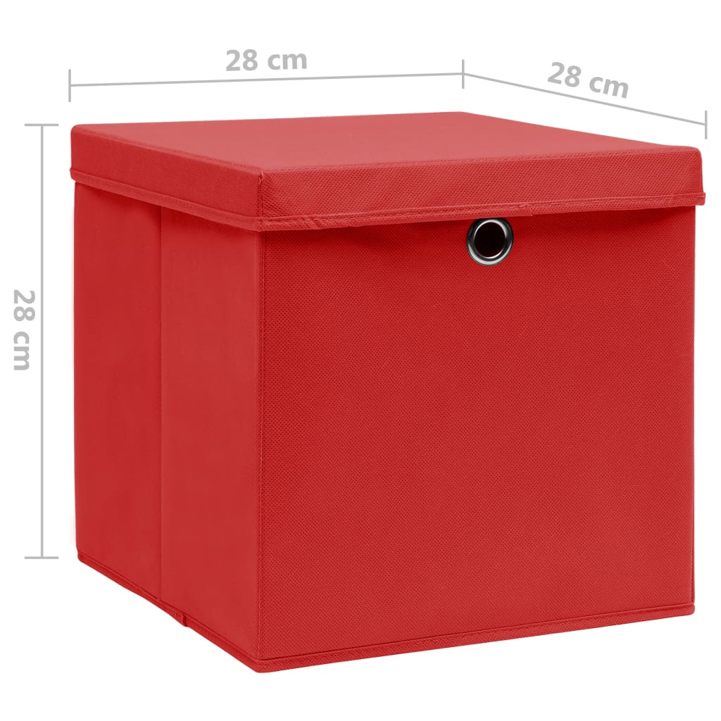 Contenitori con Coperchio 4 pz 28x28x28 cm Rosso cod mxl 53892