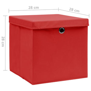 Contenitori con Coperchio 4 pz 28x28x28 cm Rosso cod mxl 53892