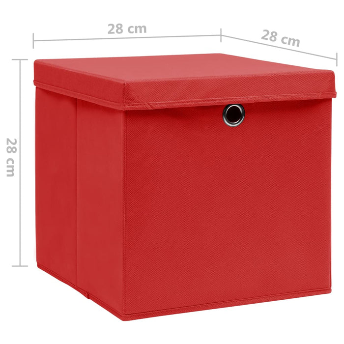 Contenitori con Coperchi 4 pz 28x28x28 cm Rosso 325220