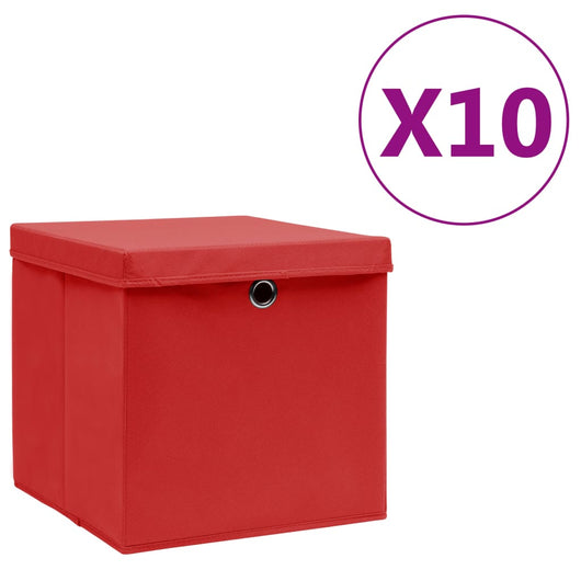 Contenitori con Coperchio 10 pz 28x28x28 cm Rosso cod mxl 43876