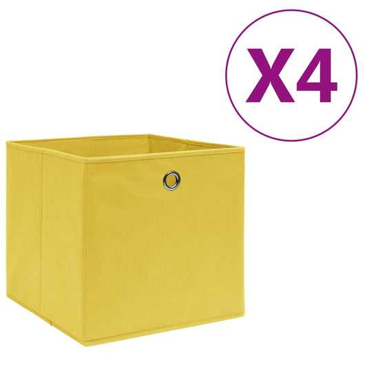 Contenitori 4 pz in Tessuto non Tessuto 28x28x28 cm Giallo 325223