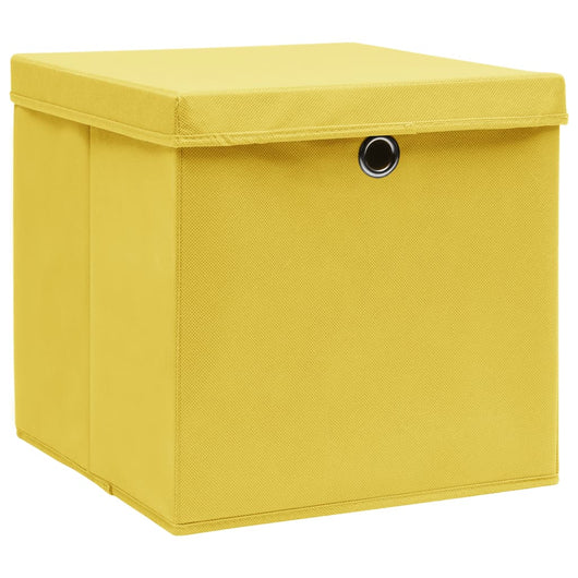 Contenitori con Coperchi 4 pz 28x28x28 cm Giallo 325224