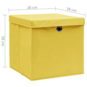 Contenitori con Coperchi 4 pz 28x28x28 cm Giallo 325224