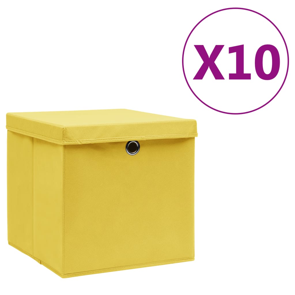 Contenitori con Coperchio 10 pz 28x28x28 cm Giallo cod mxl 49474