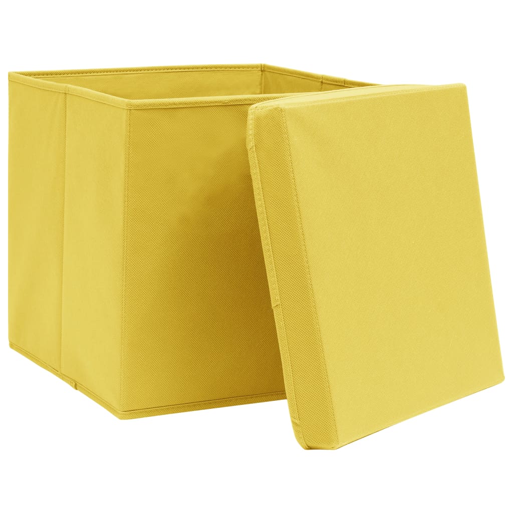 Contenitori con Coperchi 10 pz 28x28x28 cm Giallo 325226