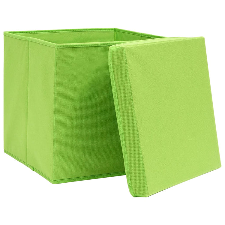 Contenitori con Coperchi 4 pz 28x28x28 cm Verde 325228