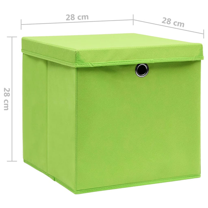 Contenitori con Coperchi 4 pz 28x28x28 cm Verde 325228