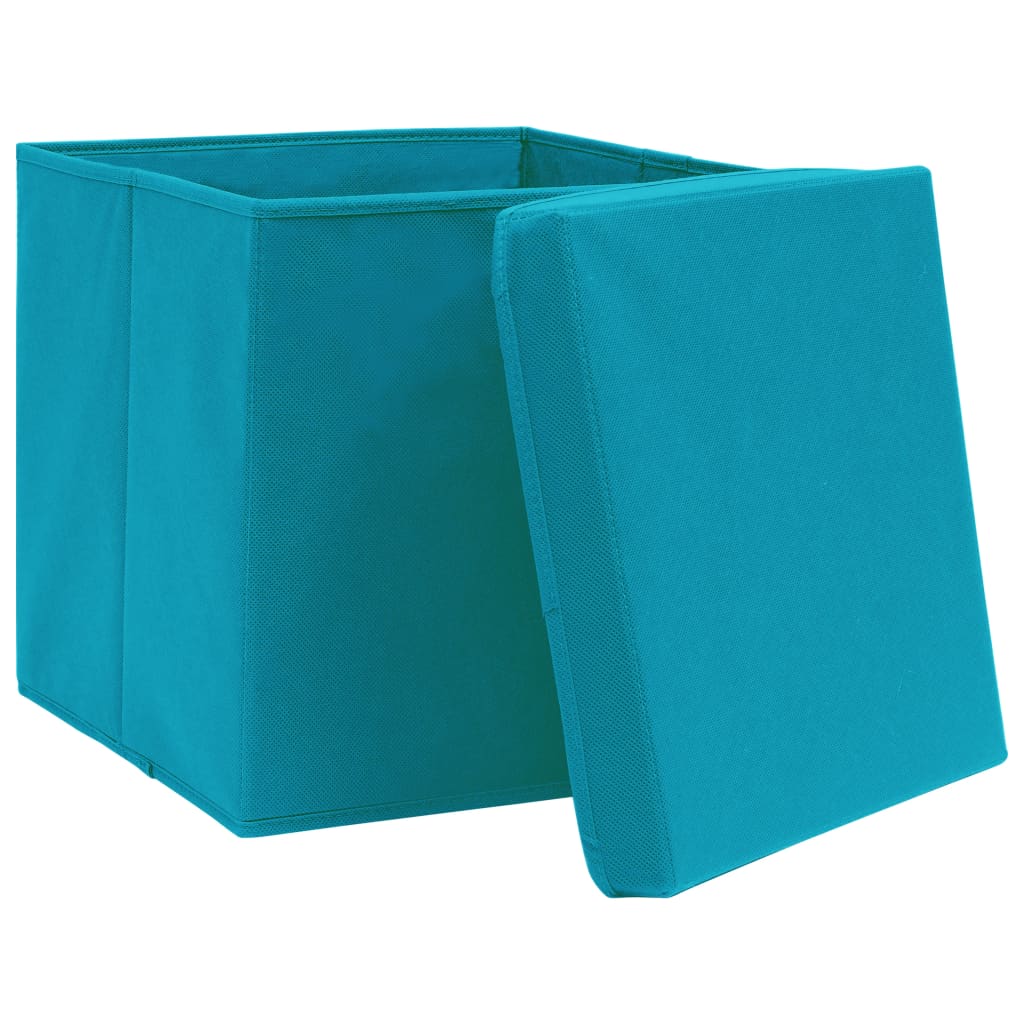 Contenitori con Coperchi 10 pz 28x28x28 cm Azzurro 325234