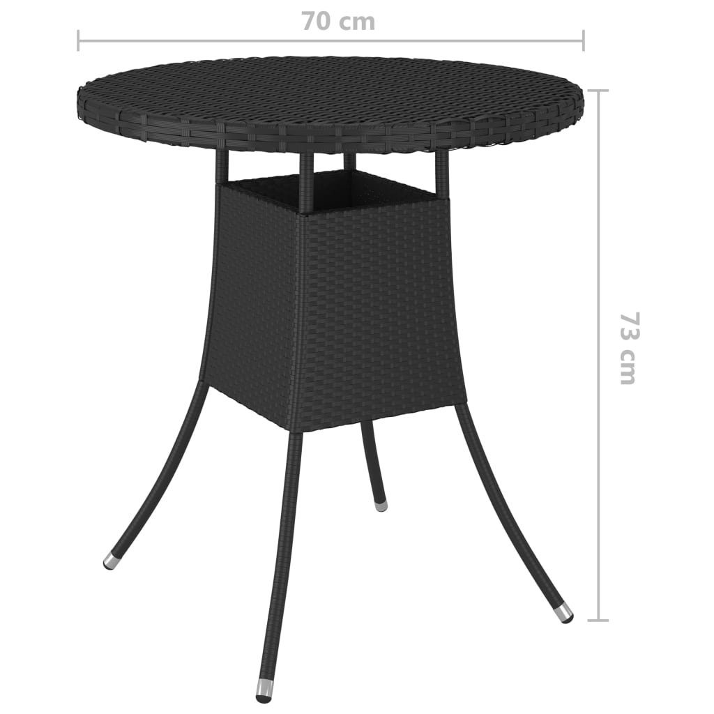 Tavolo da Giardino Nero 70x70x73 cm in Polyrattan 310465