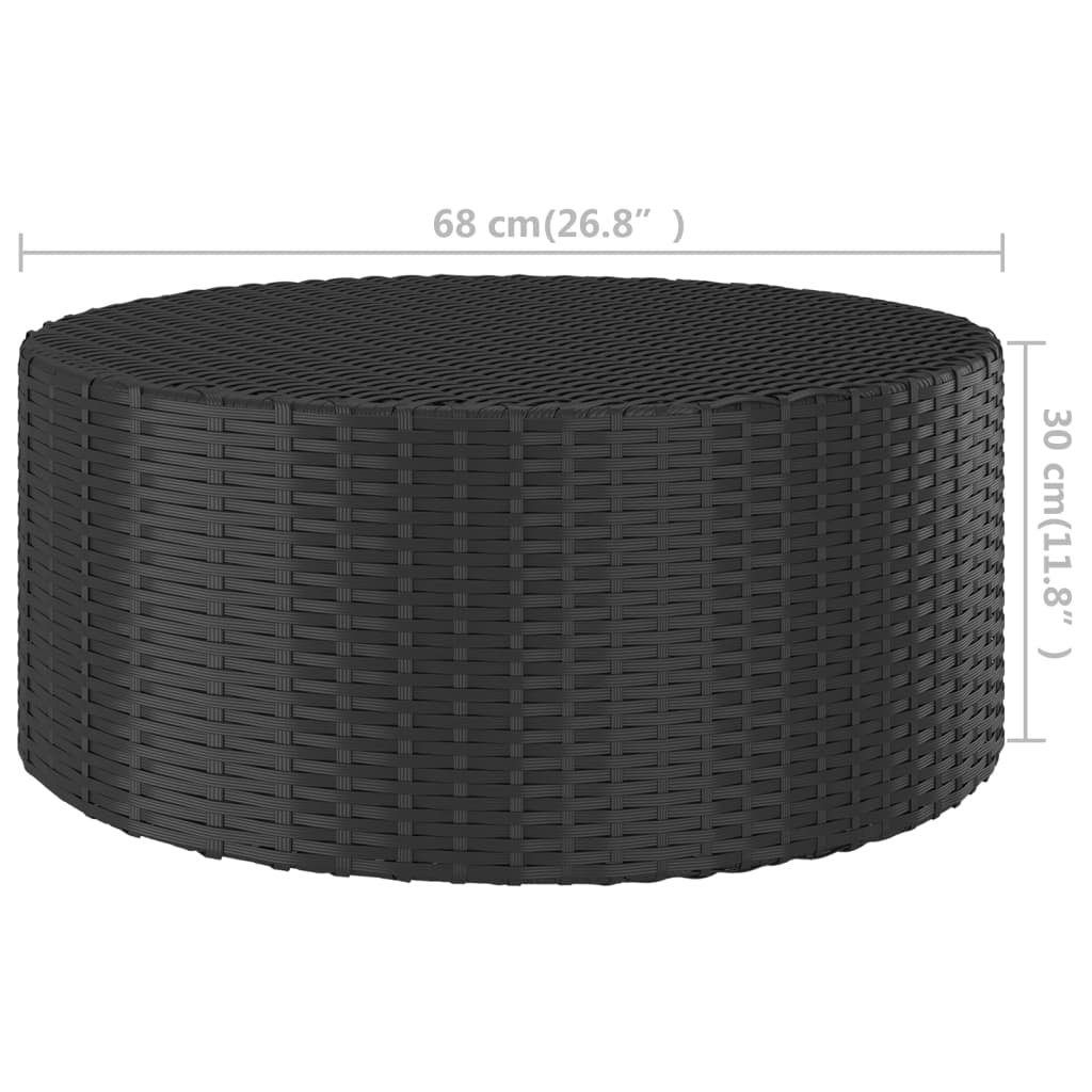 Tavolino da Tè Nero 68x68x30 cm in Polyrattan cod mxl 34349