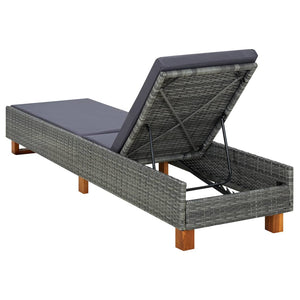 Lettino Prendisole con Cuscino in Polyrattan Grigio cod mxl 23081