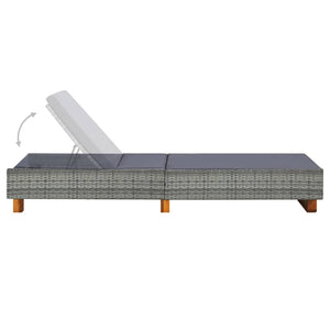 Lettino Prendisole con Cuscino in Polyrattan Grigio cod mxl 23081