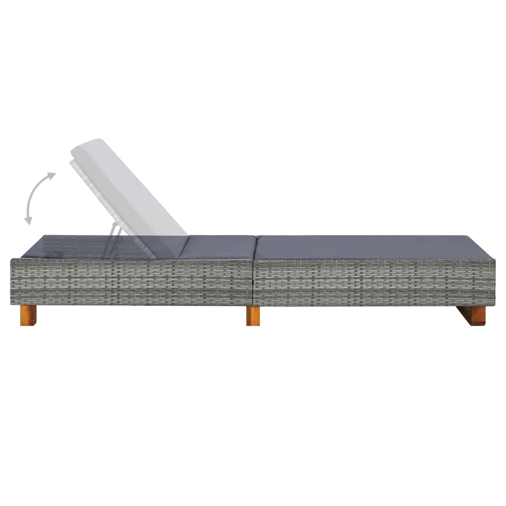 Lettino Prendisole con Cuscino in Polyrattan Grigio 310473