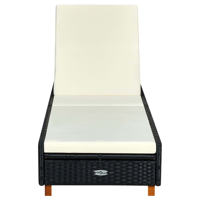 Lettino Prendisole con Cuscino in Polyrattan Nero cod mxl 23075