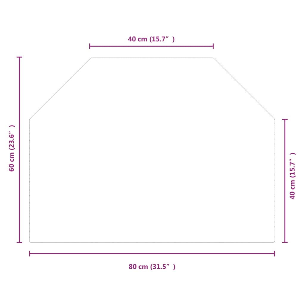 Lastra in Vetro per Caminetto Esagonale 80x60 cm 324134